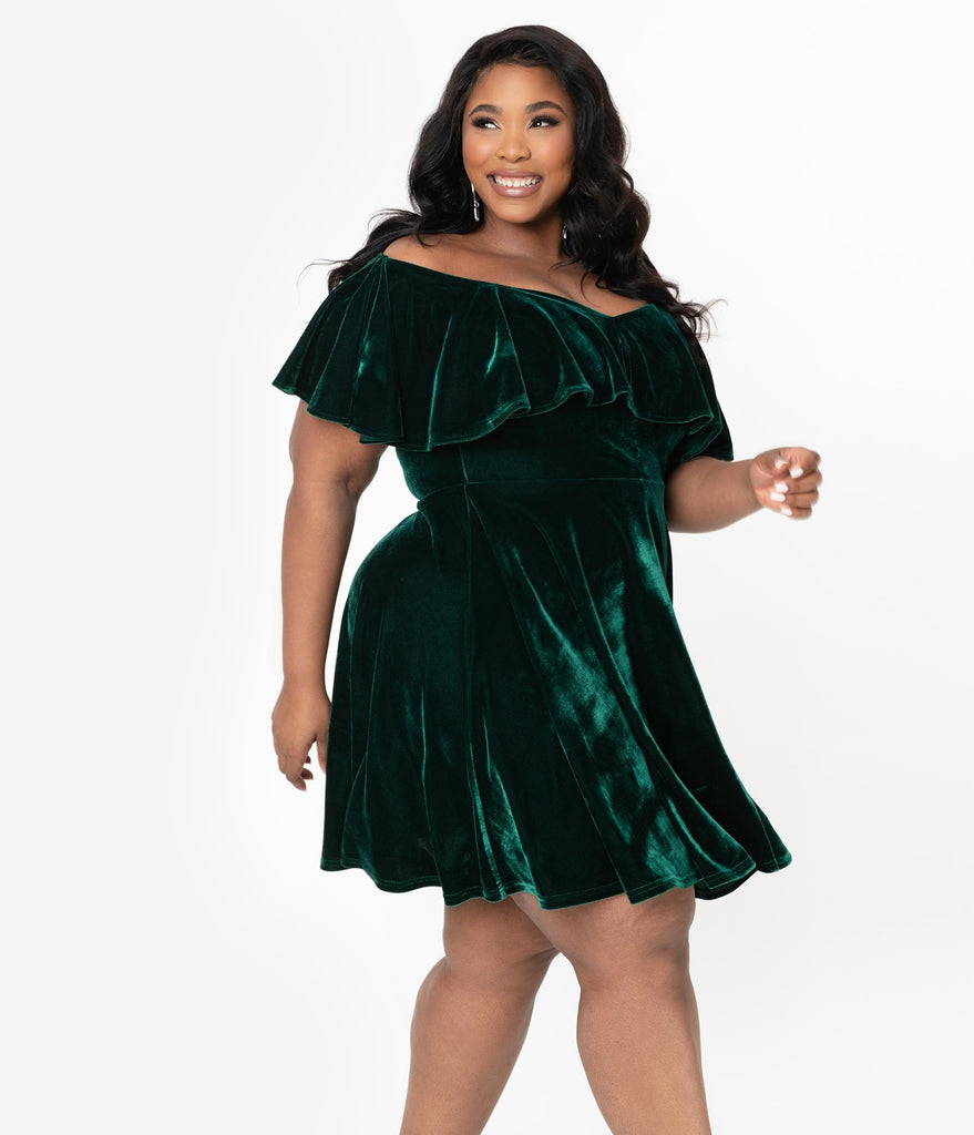 Emerald Velvet Gidget Fit ☀ Flare Dress